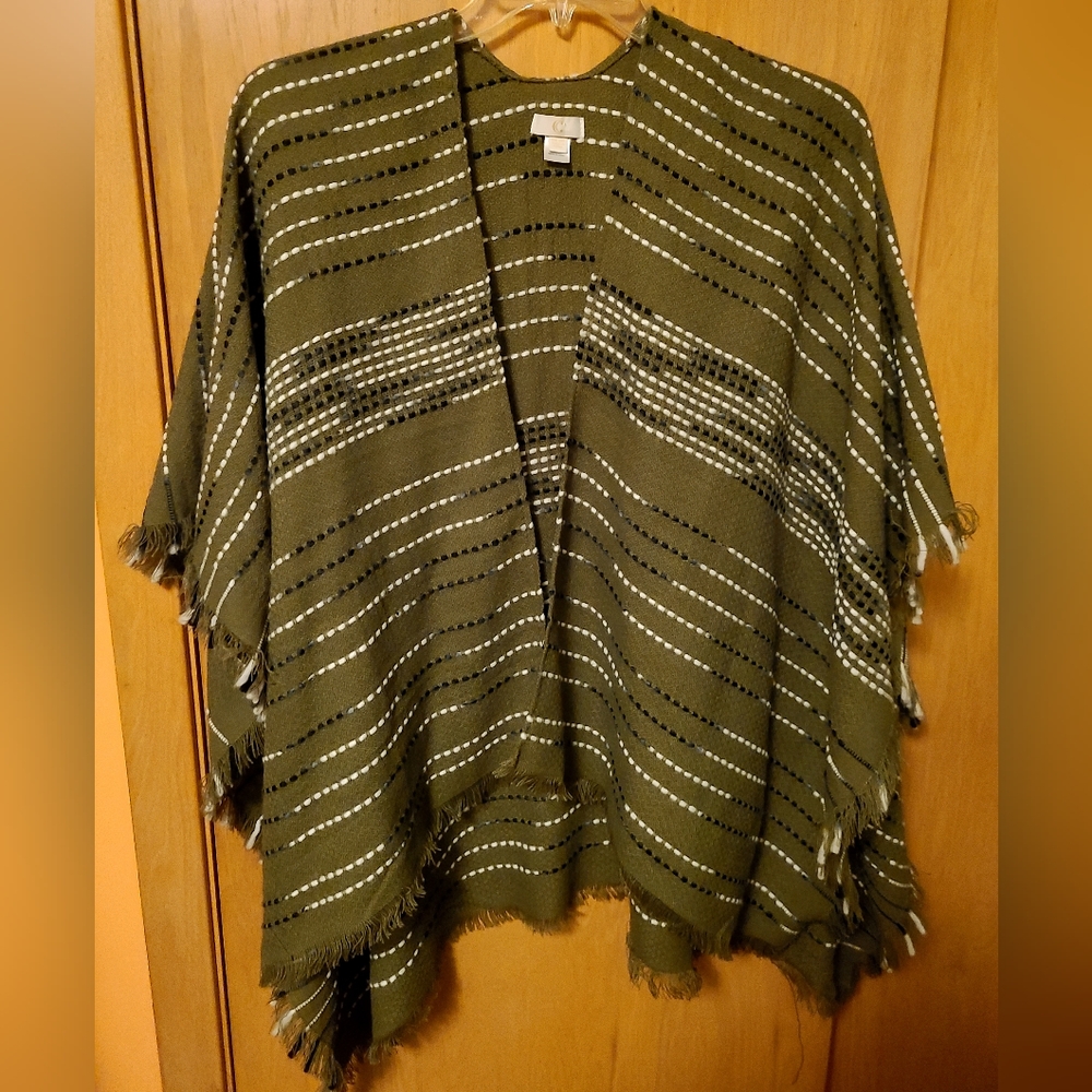Wrap Poncho Coverup Green Boho One size